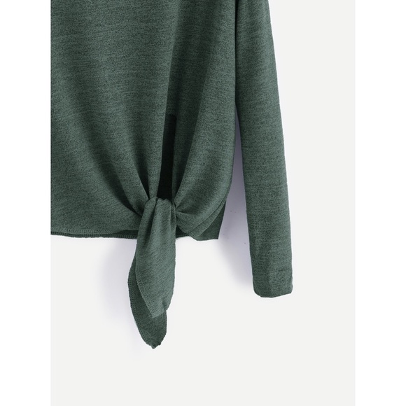 Stretchy Drop Shoulder Criss Cross Tie Front Top - Picture 3 of 5