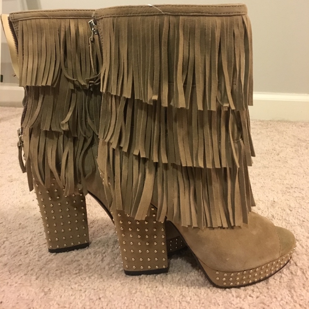 Enzo Angiolini Fringe Heel Boots size 6.5