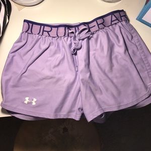 Lavender Under Armour running shorts.💜