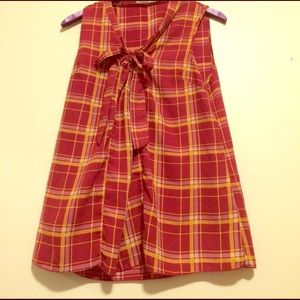 Modcloth south Florida spree top in burgundy plaid
