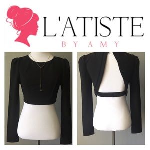 L'atiste Long Sleeve Black Crop Top Size Small
