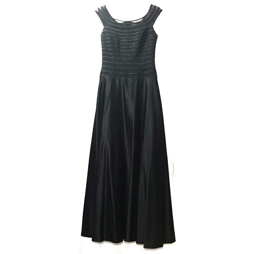 JC COLLECTIONS - Black Beaded Prom Dress