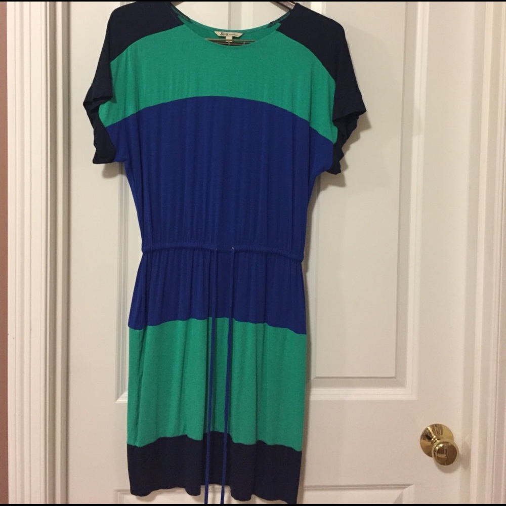 Bass Striped T-Shirt Dress with Drawstring!