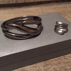 Lia Sophia hematite bangle and ring