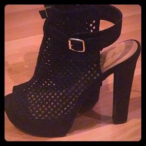 Fishnet Platform Heels
