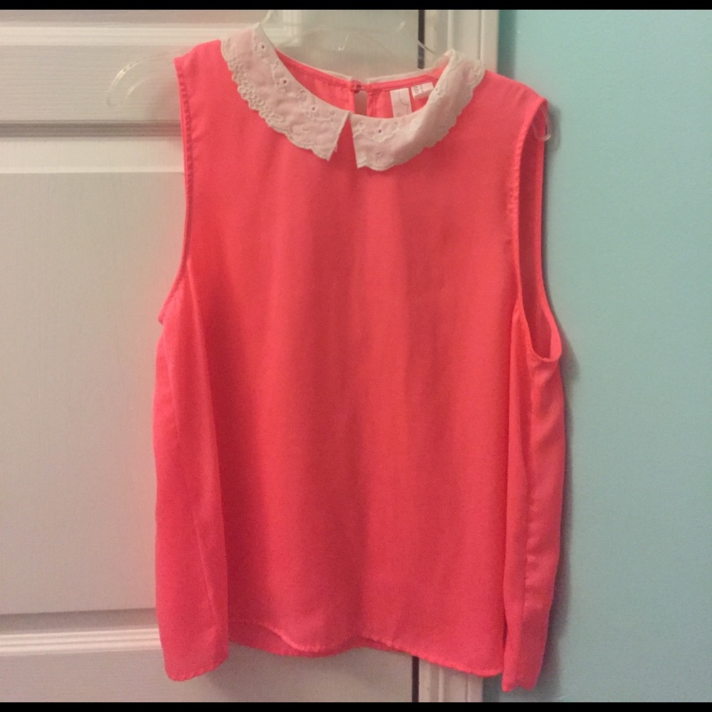 Coral Peter Pan Collared Blouse