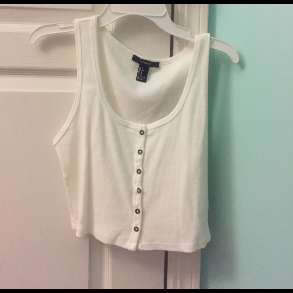 Cropped White Tank Top