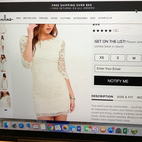 Lulu's cream lace dress - Picture 2 of 2