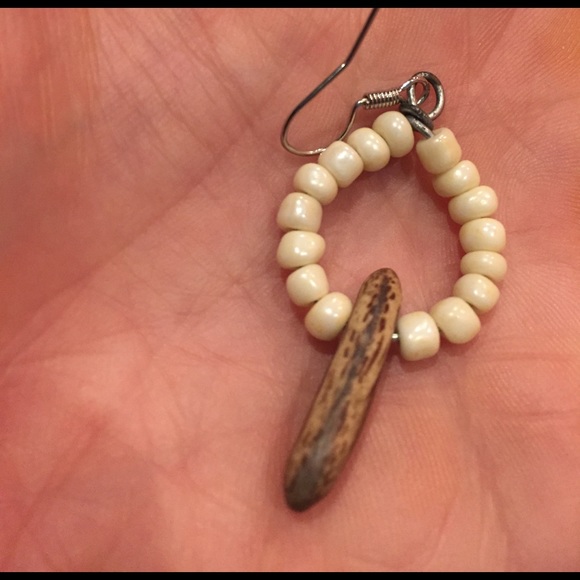 Buy 1 get 1 FREE! Handmade bead and wood earrings - Picture 2 of 2