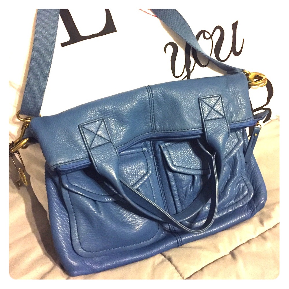 Vivid blue cross body Fossil bag