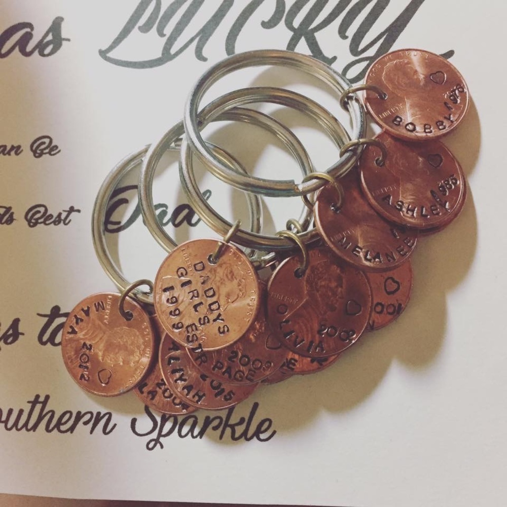 HandStamped Birthday Penny Keychains