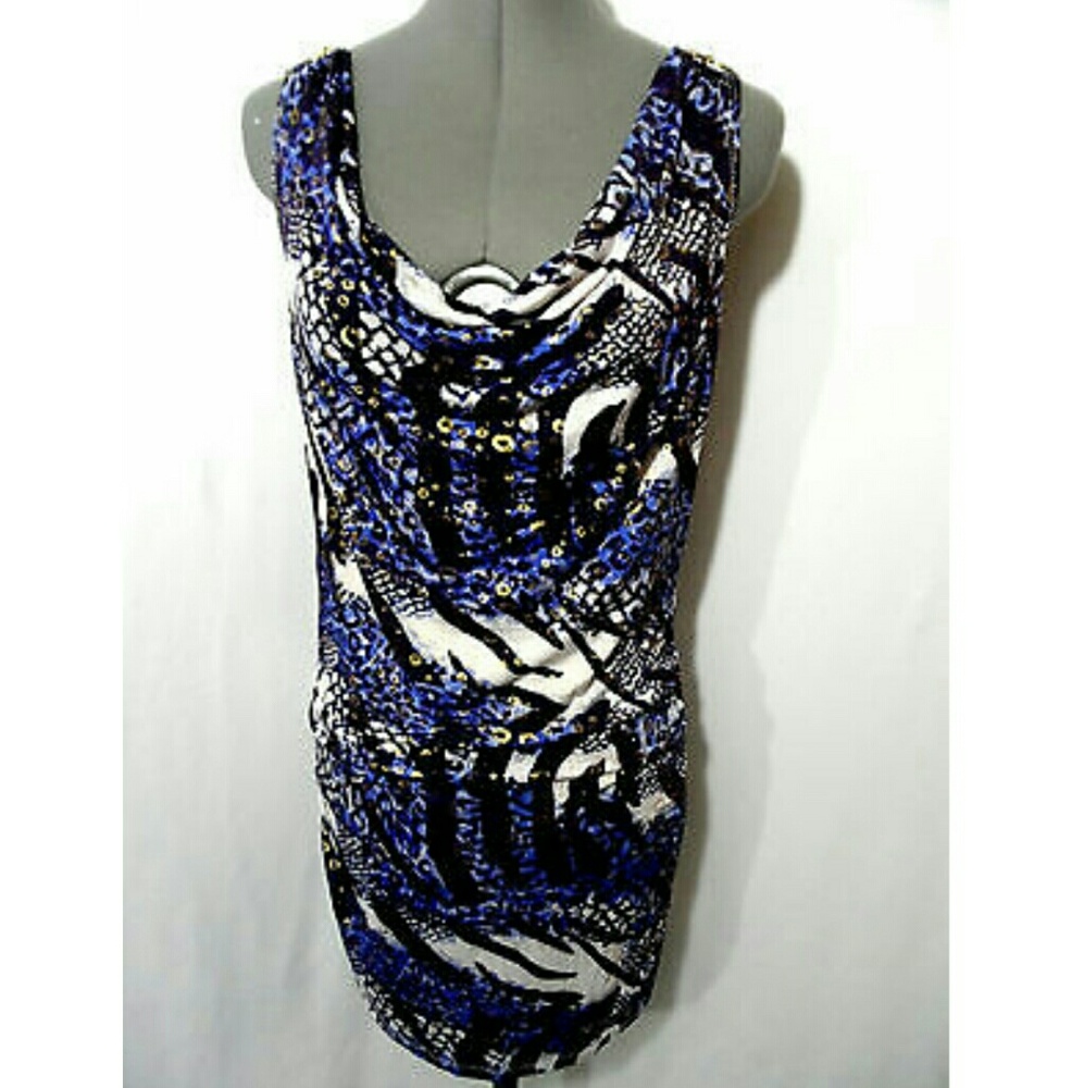 BACCI Animal Print Convertible Mini Dress Blue