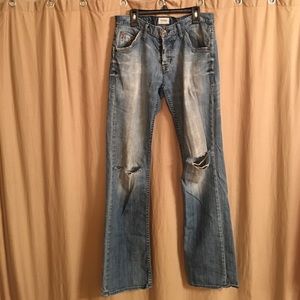 Hudson button fly jeans with ripped knees