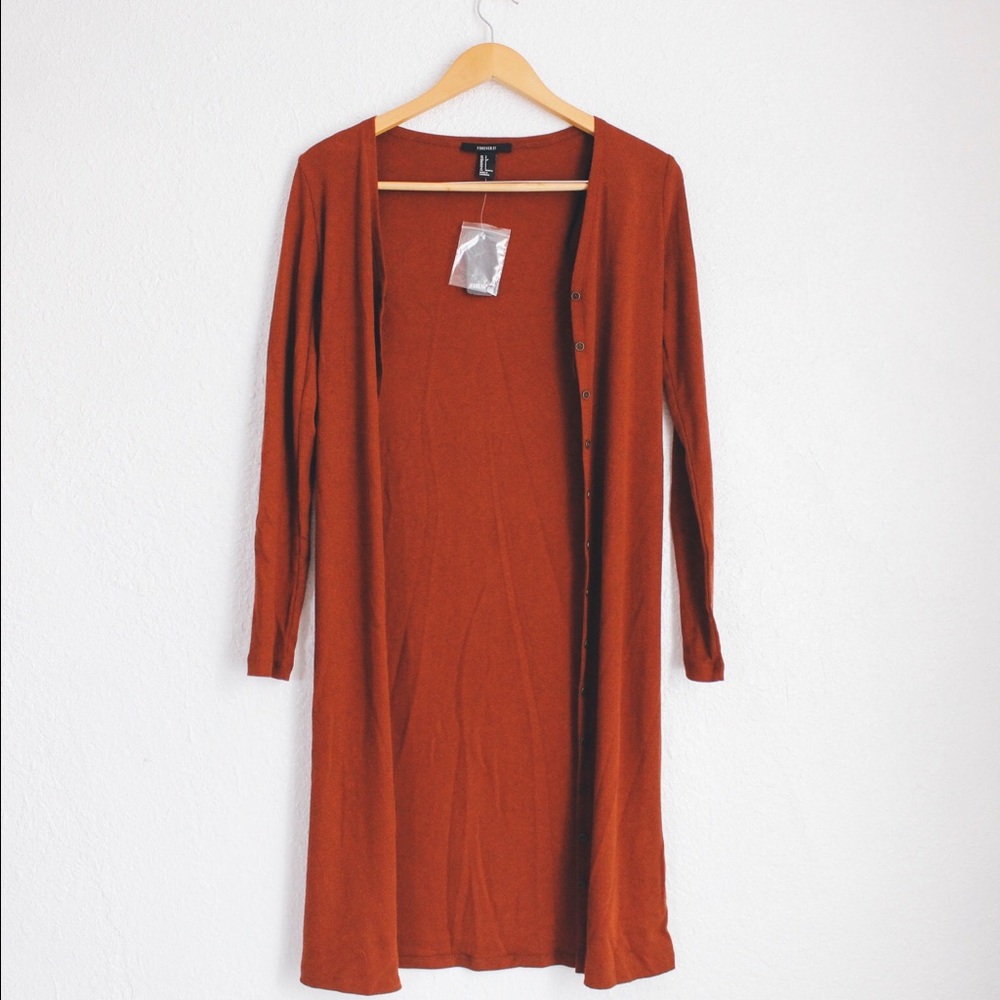 Forever 21 Ribbed Longline Cardigan