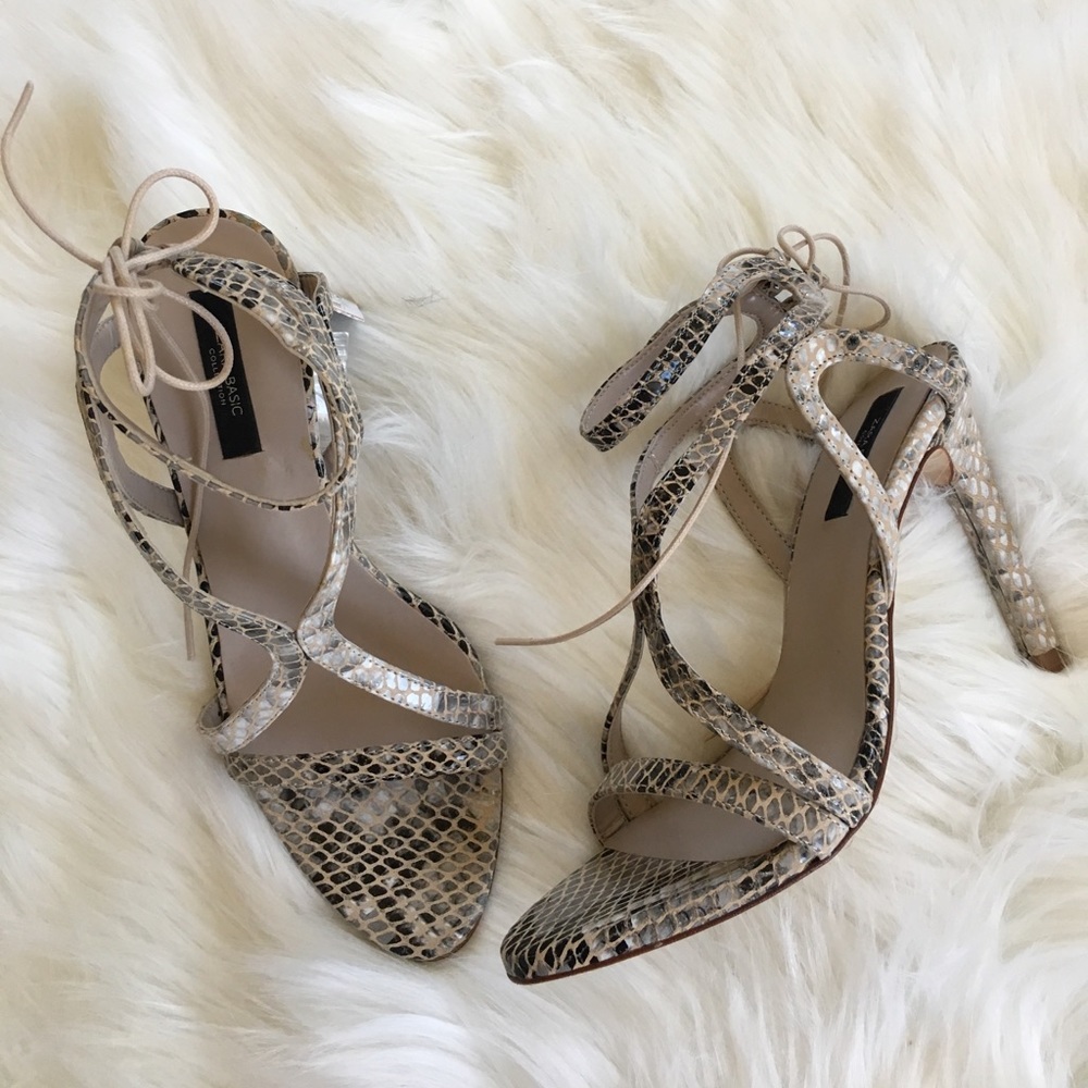 ZARA Snake skin lace up Heels🐍 - Picture 3 of 8