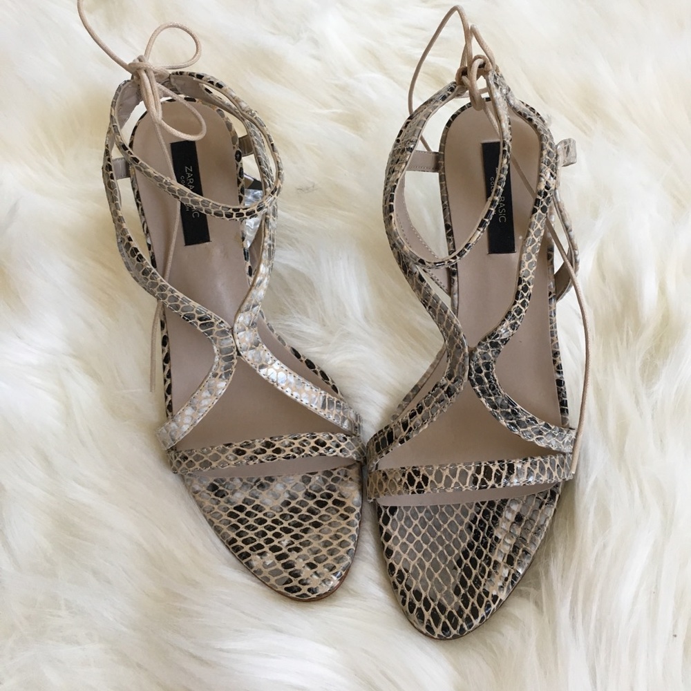 ZARA Snake skin lace up Heels🐍 - Picture 2 of 8