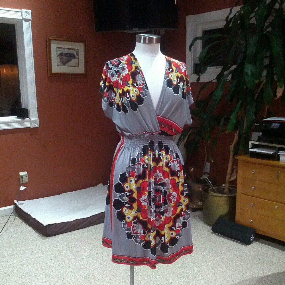 Second skin multi-colored patterened dress