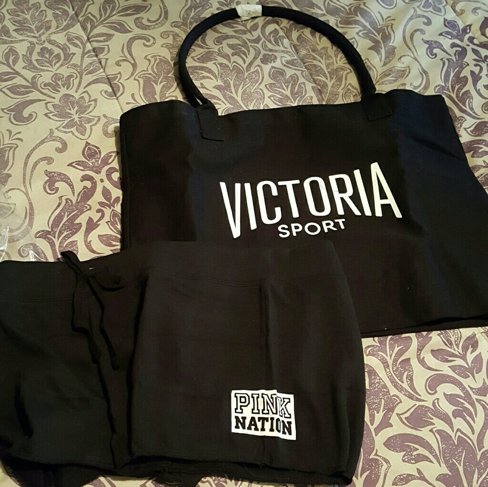 Victoria Secret shorts and tote bag