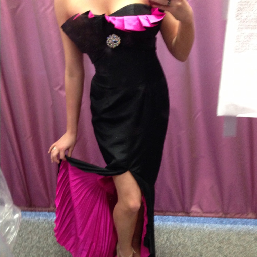 Hot Pink and Black Clarrise Formal Dress
