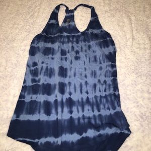 Blue tie dye yoga tank top