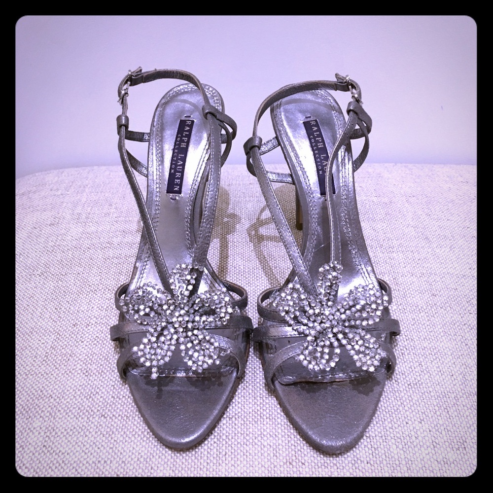 Silver Ralph Lauren Purple Label Heeled Sandals