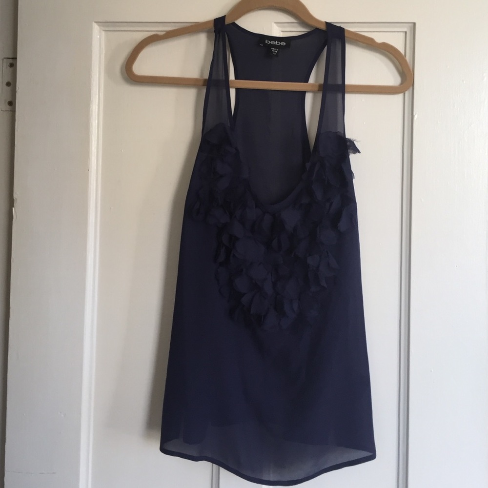 bebe sheer purple racerback tank