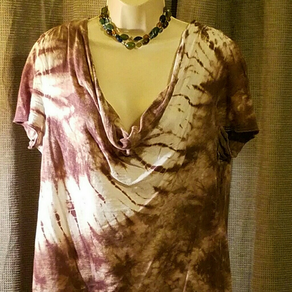 Calvin Klein Scoop Neck Tie Die Shirt Sz L