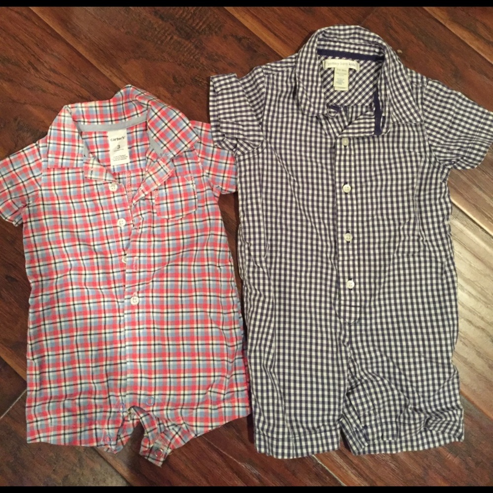 Two precious plaid rompers!!