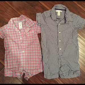 Two precious plaid rompers!!