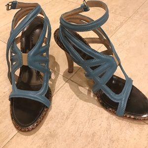 Turquoise proenza strapped heels