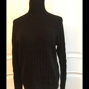 EUC.Talbots Black  Cable Knit Turtleneck Sweater