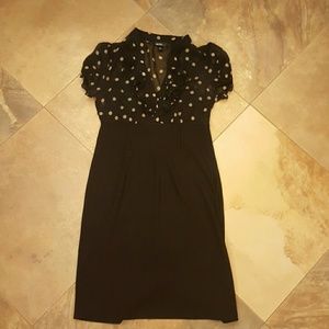 Black & tan polk-a-dot dress