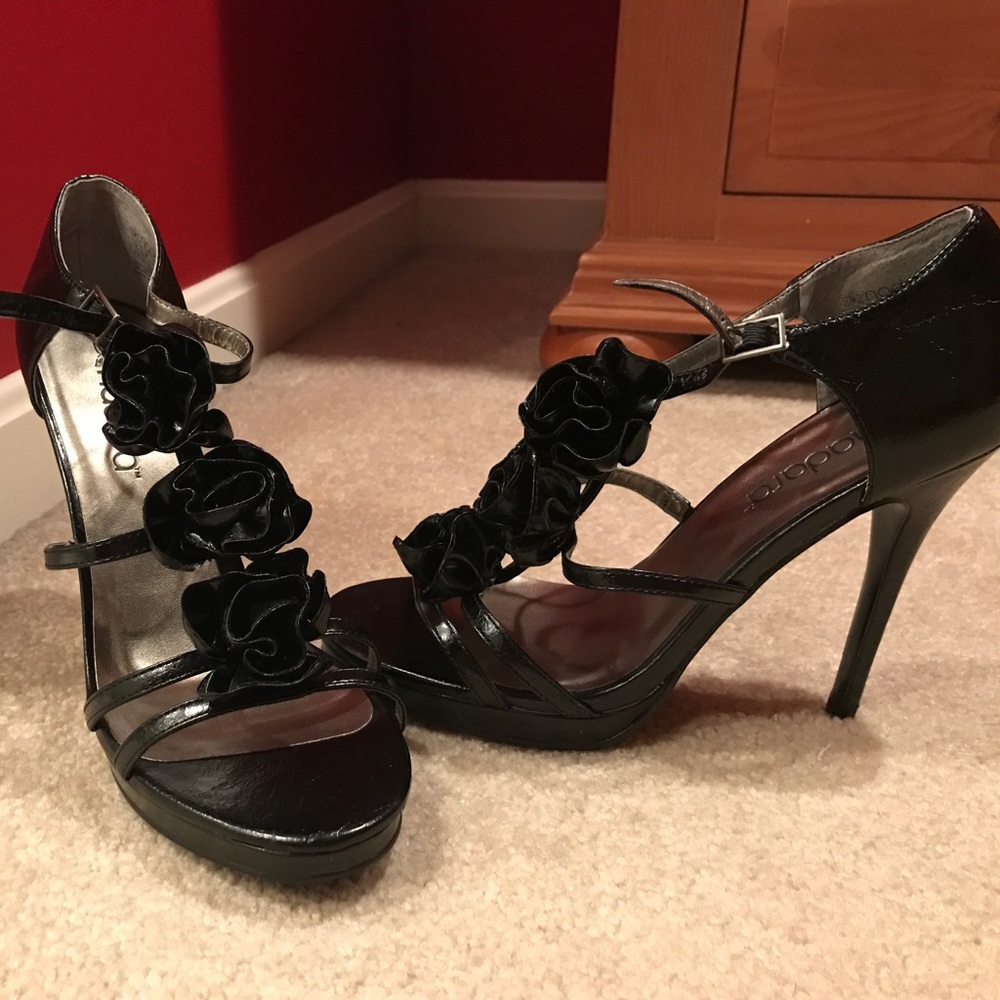 Nadora Black spike flower heels