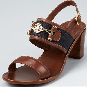 Tory Burch Women's Brown Sandals Daria Mid Heel