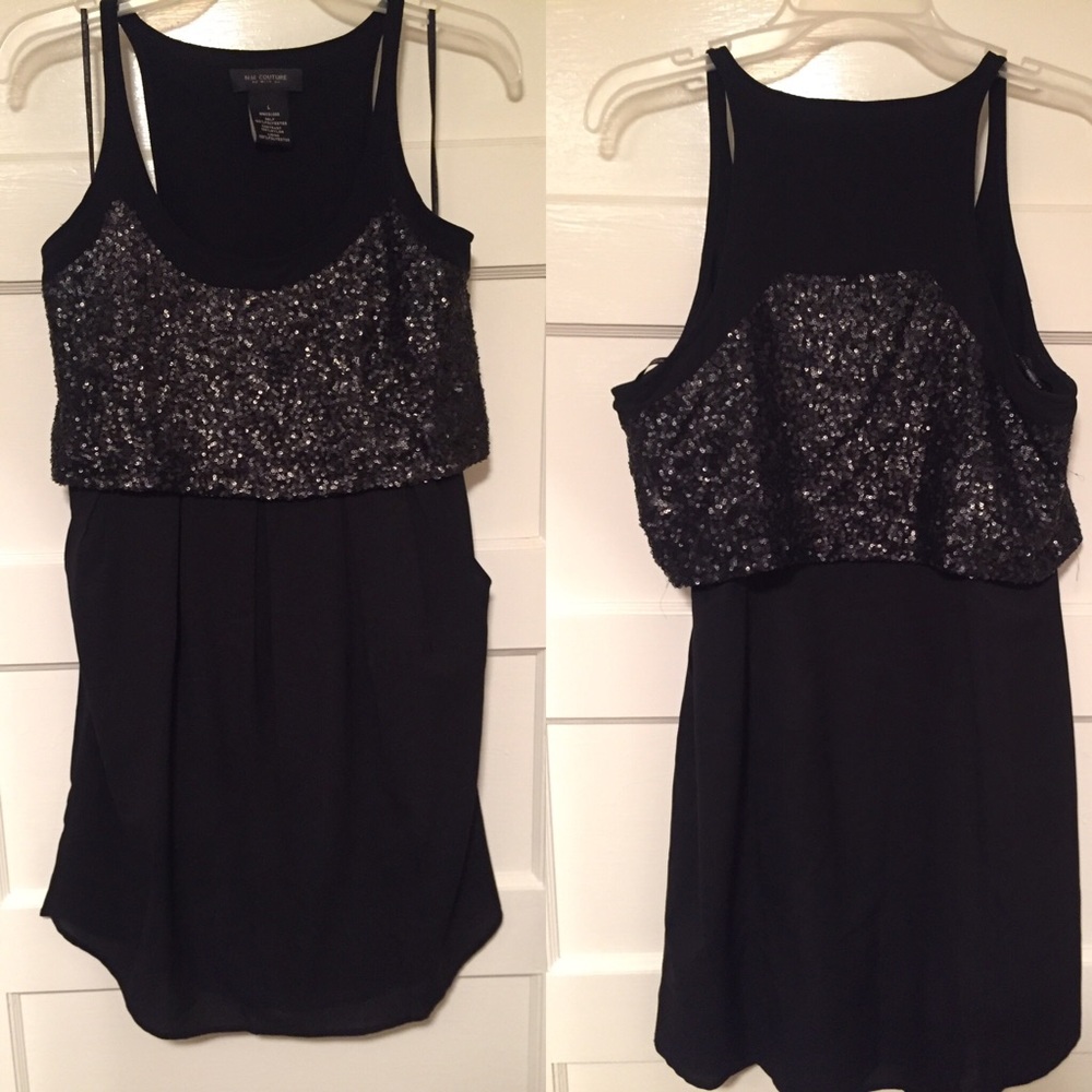 Black Sequined Racerback Dress
