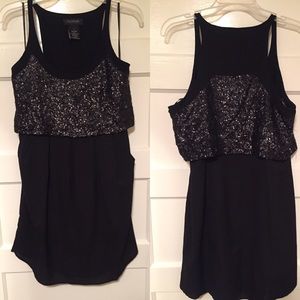 Black Sequined Racerback Dress