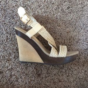 Cream brown platform wedges 7.5 the Buckle