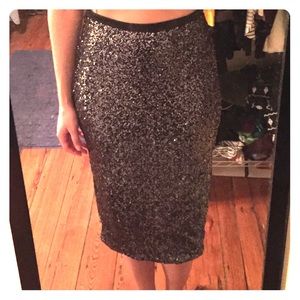 High waisted sequin pencil skirt