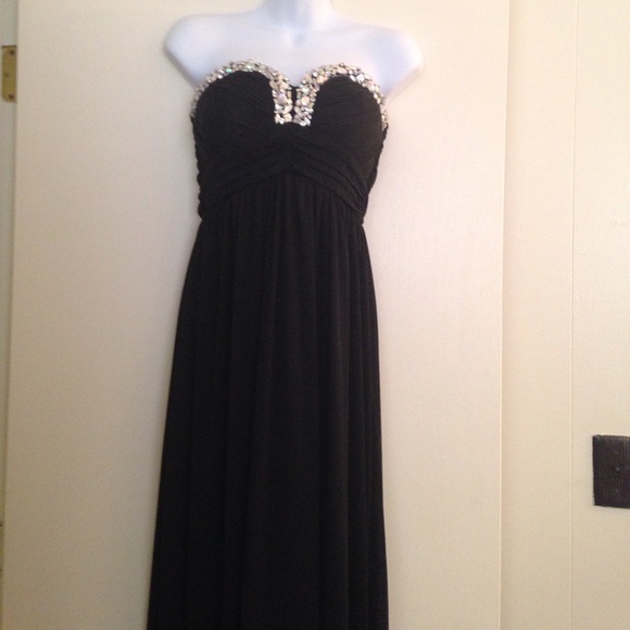 CityStudio Black chiffon full length dress - Picture 1 of 5