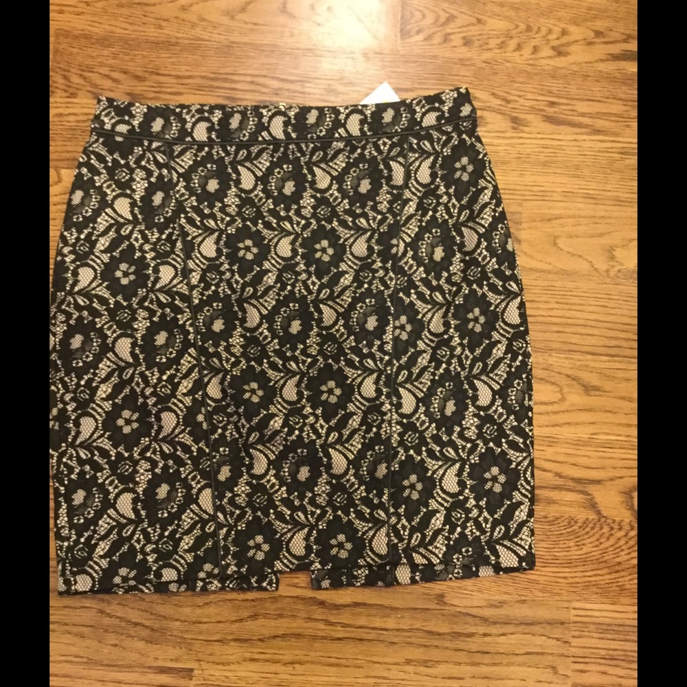 Express Stretch Black and Tan Pencil Skirt
