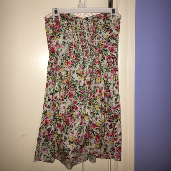 Strapless Flower Pattern Spring Dress - Picture 4 of 4