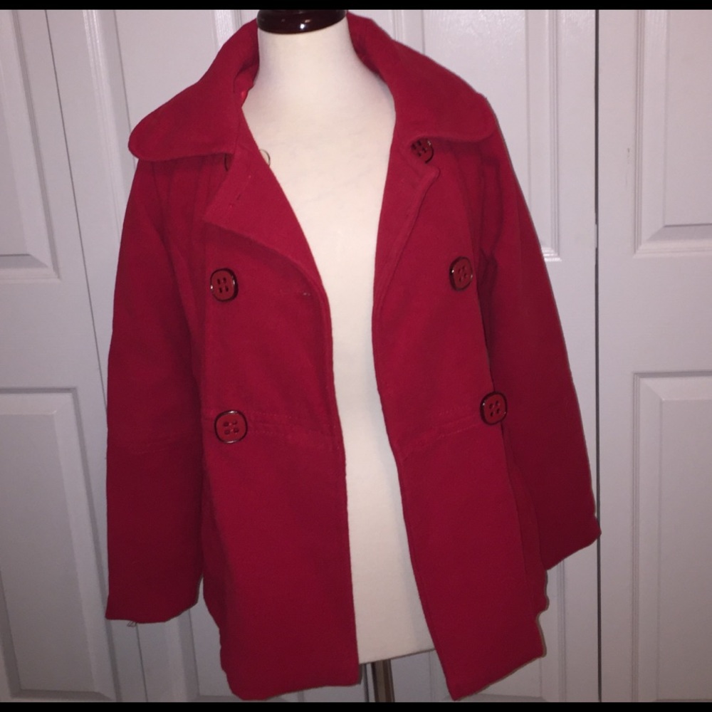 Red pea coat