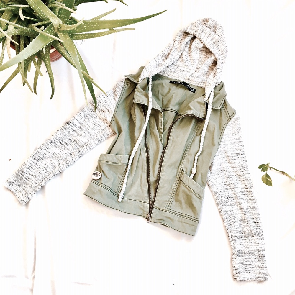 [TinselTown] Olive Green Denim Jacket