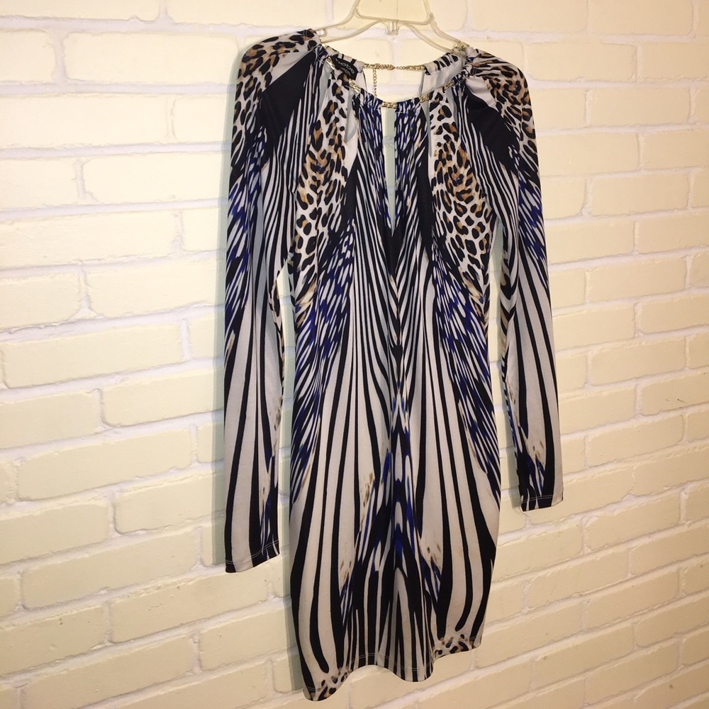 Bebe Long Sleeve Print Dress