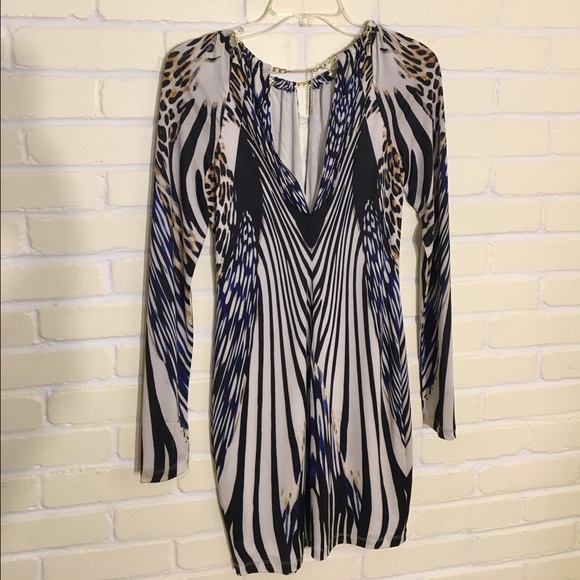 Bebe Long Sleeve Print Dress - Picture 4 of 6