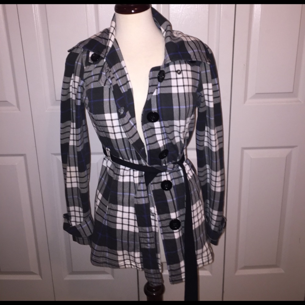 Plaid pea coat