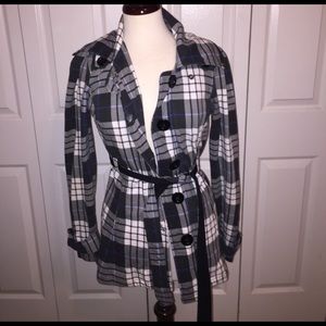Plaid pea coat