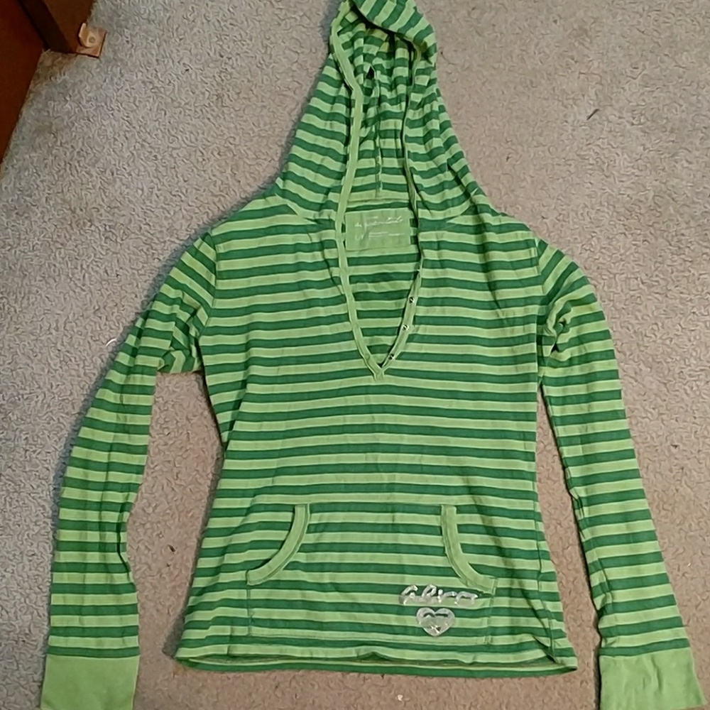 Green striped hoodie