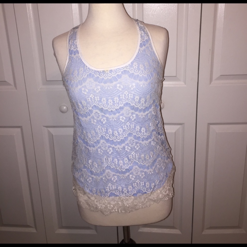 Light blue and lace tank top