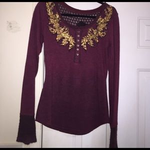 Miss me maroon long sleeve top